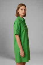 Women’s Shirt Dress with Button Closure and Side Pockets