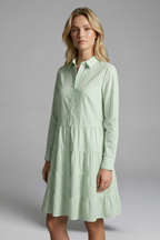 Women’s Shirt Dress with Button Closure and Tiered Skirt
