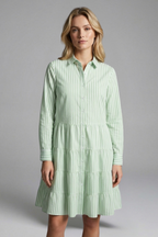 Women’s Shirt Dress with Button Closure and Tiered Skirt