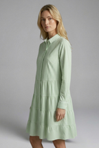 Women’s Shirt Dress with Button Closure and Tiered Skirt