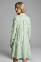Women’s Shirt Dress with Button Closure and Tiered Skirt