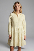 Women’s Shirt Dress with Button Closure and Tiered Skirt