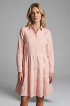 Women’s Shirt Dress with Button Closure and Tiered Skirt