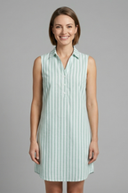Women’s Shirt Dress with Button Front and Striped Pattern