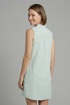 Women’s Shirt Dress with Button Front and Striped Pattern