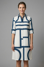 Women’s Shirt Dress with Collar and Button Fastening