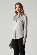 Women’s Shirt with Button Fastening and Collared Neck