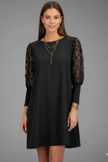 Women’s Short Dress with Lace Sleeves