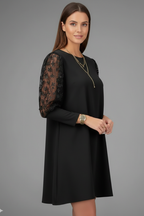Women’s Short Dress with Lace Sleeves