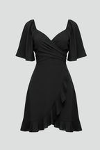 Women’s Short Dress with V-Neck and Ruffle Hem