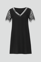 Women’s Short Dress with V Neckline and Lace Sleeves