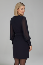 Women’s Short Dress with V Neckline and Long Sleeves