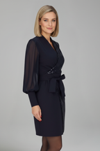 Women’s Short Dress with V Neckline and Long Sleeves