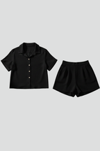 Women’s Short Jumpsuit with Button Closure and Short Sleeves