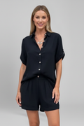Women’s Short Jumpsuit with Button Closure and Short Sleeves