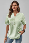 Women’s Short Sleeve Blouse with Button Front