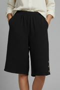Women’s Shorts with Elastic Waist and Button Detail