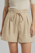 Women’s Shorts with Tie Waist and Pleated Front