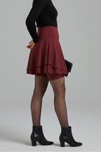Women’s Skirt with High Waist and Built-In Shorts