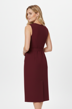 Women’s Sleeveless Midi Dress with Buttons and Belted Waist