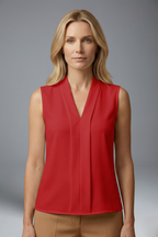 Women’s Sleeveless Top with Round Neck and Plain Surface