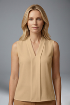 Women’s Sleeveless Top with Round Neck and Plain Surface
