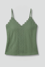 Women’s Sleeveless Top with V Neck and Lace Detail