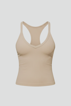 Women’s Sleeveless Top with V Neckline and Ribbed Surface