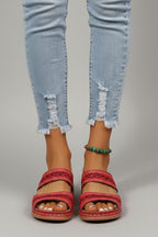 Women’s Slide Sandals with Dual Straps and Decorative Cutouts