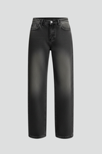 Women’s Straight Leg Jeans with Button Fly and Low Waist