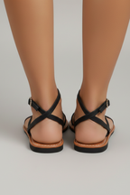 Women’s Strappy Flat Sandals with Ankle Strap and Open Toe