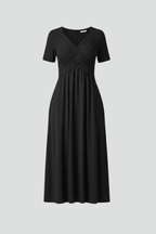 Women’s Summer Dress with V-neck and Short Sleeves