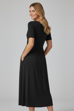Women’s Summer Dress with V-neck and Short Sleeves