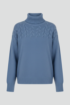 Women’s Sweater with Turtleneck and Textured Cable Pattern