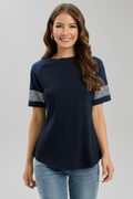 Women’s T-Shirt with Raglan Sleeves and Striped Cuffs