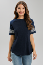 Women’s T-Shirt with Raglan Sleeves and Striped Cuffs