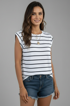 Women’s T-Shirt with Round Neck and Sleeveless Cut
