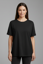 Women’s T-Shirt with Round Neckline and Rolled Sleeves