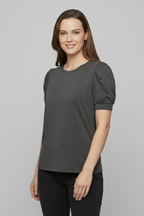 Women’s T-shirt with V Neckline and Puff Sleeves