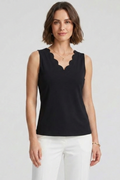 Women’s Tank Top with V-Neck and Scalloped Edge