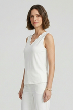 Women’s Tank Top with V-Neck and Scalloped Edge