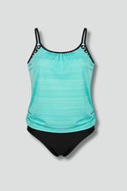 Women’s Tankini Swimsuit with Scoop Neck and Printed Trim