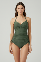 Women’s Tankini Swimsuit with V-Neck and Ruched Sides