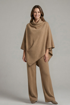 Women’s Top and Trousers Set with High Neck and Wide Sleeves