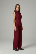 Women’s Top and Trousers Set with Round Neck and Straight Legs