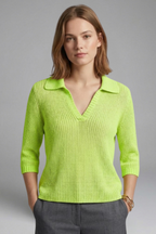 Women’s Top with Open Neck and Three-Quarter Sleeves
