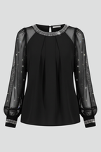 Women’s Top with Round Neck and Long Sleeves