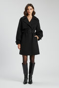 Women’s Trench Coat with Waist Belt and Textured Surface