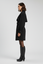 Women’s Trench Coat with Waist Belt and Textured Surface