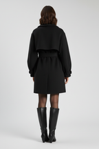 Women’s Trench Coat with Waist Belt and Textured Surface